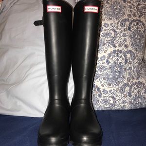 Matte Black Tall Hunter Rain Boots